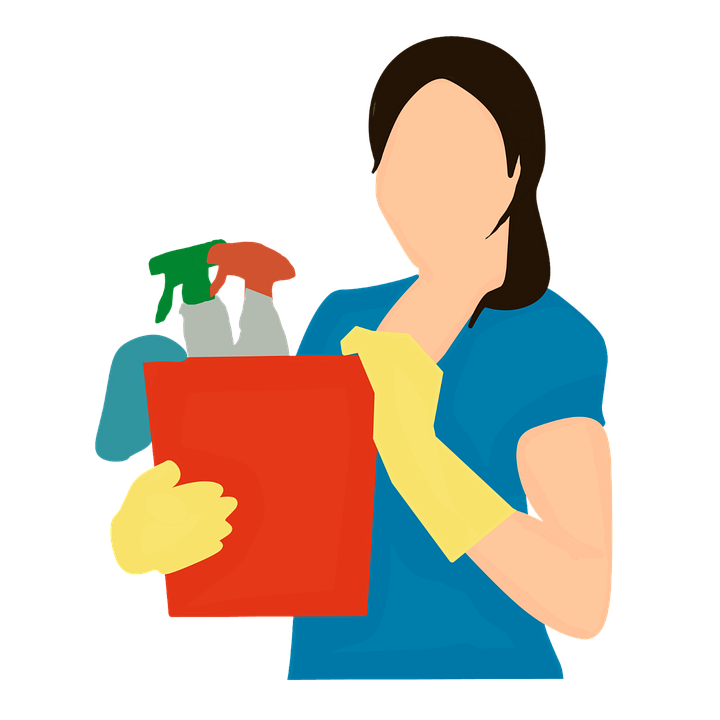 ilustracija čistaćice koja drži sredstva za čišćenje koja je zaposlenica agencije za čišćenje u Splitu